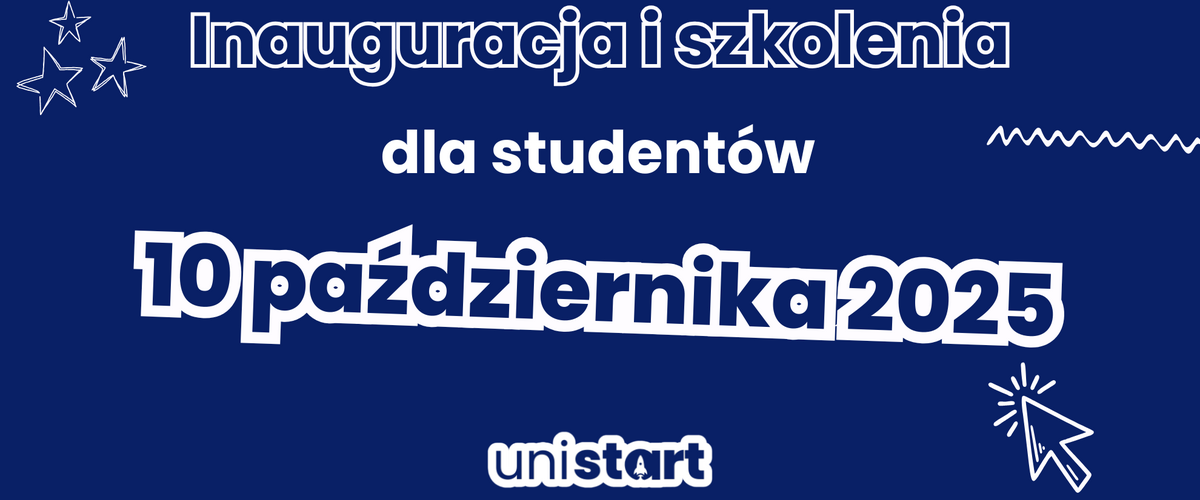 Grafika przedstawiająca napis "inauguracja i szkolenia dla studentów"
