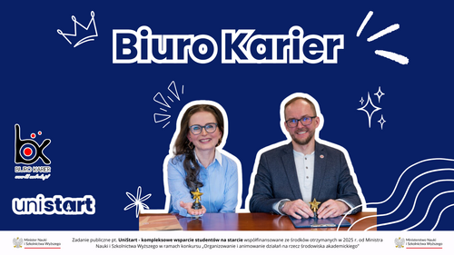 Grafika, na której znajdują się przedstawiciele Biura Karier Uniwersytetu w Białymstoku