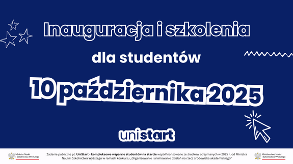 Grafika przedstawiająca napis &#34;inauguracja i szkolenia dla studentów&#34;